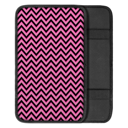 Black And Pink Chevron Pattern Print Car Center Console Cover