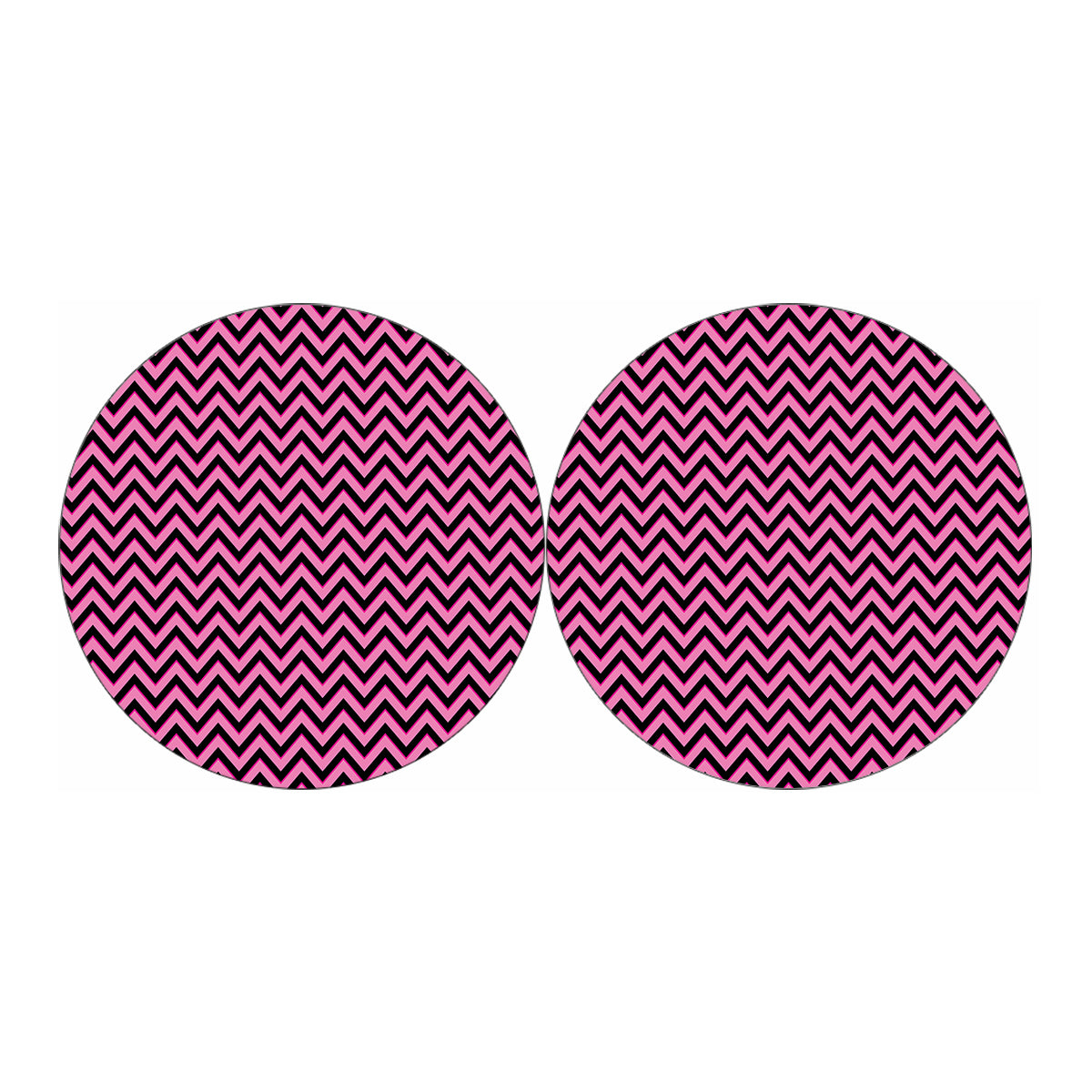 Black And Pink Chevron Pattern Print Car Coasters