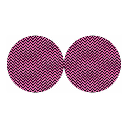 Black And Pink Chevron Pattern Print Car Coasters