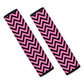 Black And Pink Chevron Pattern Print Car Seat Belt Covers