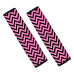 Black And Pink Chevron Pattern Print Car Seat Belt Covers