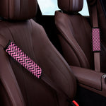 Black And Pink Chevron Pattern Print Car Seat Belt Covers
