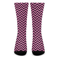 Black And Pink Chevron Pattern Print Crew Socks