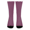 Black And Pink Chevron Pattern Print Crew Socks