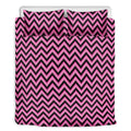 Black And Pink Chevron Pattern Print Duvet Cover Bedding Set