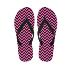 Black And Pink Chevron Pattern Print Flip Flops