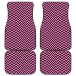 Black And Pink Chevron Pattern Print Front and Back Car Floor Mats
