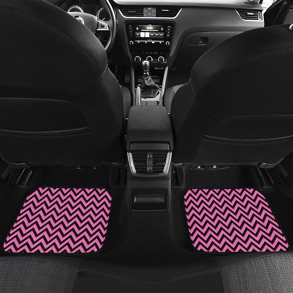 Black And Pink Chevron Pattern Print Front and Back Car Floor Mats