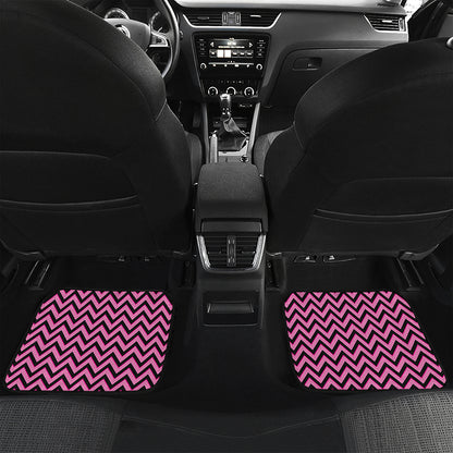 Black And Pink Chevron Pattern Print Front and Back Car Floor Mats
