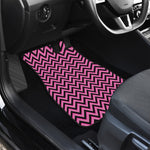 Black And Pink Chevron Pattern Print Front and Back Car Floor Mats