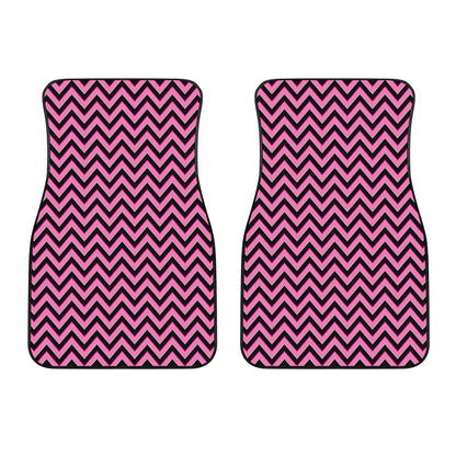 Black And Pink Chevron Pattern Print Front Car Floor Mats