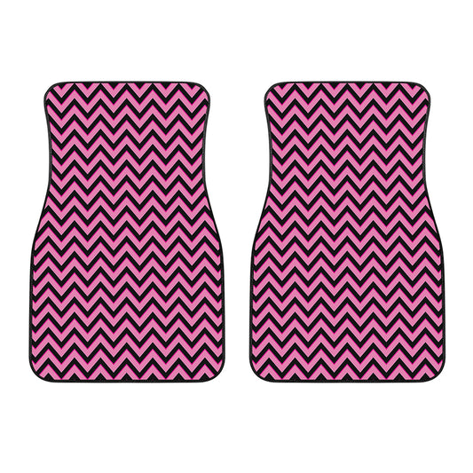 Black And Pink Chevron Pattern Print Front Car Floor Mats