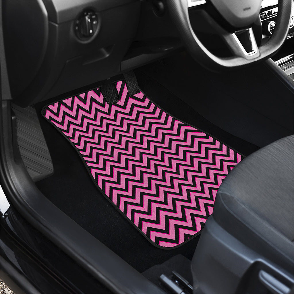 Black And Pink Chevron Pattern Print Front Car Floor Mats