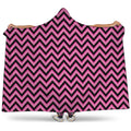 Black And Pink Chevron Pattern Print Hooded Blanket
