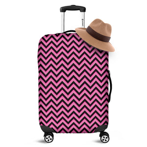 Black And Pink Chevron Pattern Print Luggage Cover