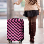 Black And Pink Chevron Pattern Print Luggage Cover