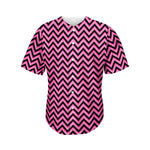 Black And Pink Chevron Pattern Print Men's Baseball Jersey