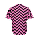 Black And Pink Chevron Pattern Print Men's Baseball Jersey