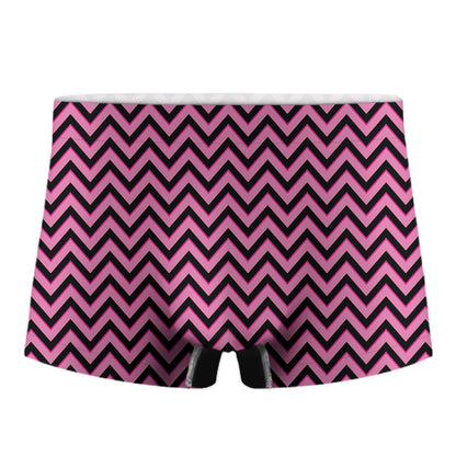 Black And Pink Chevron Pattern Print Men's Boxer Briefs