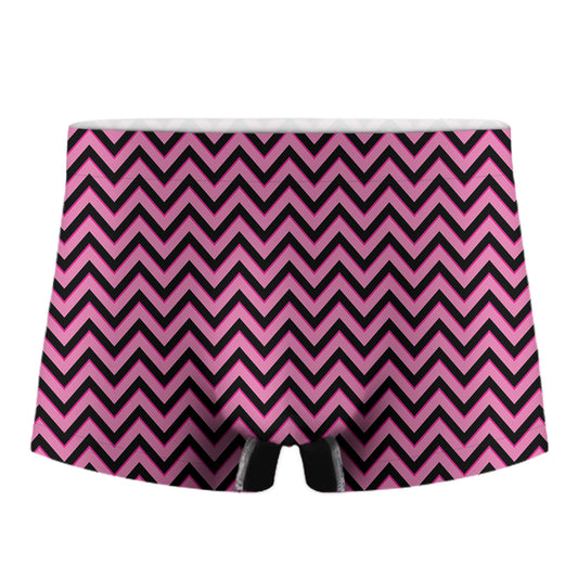 Black And Pink Chevron Pattern Print Men's Boxer Briefs