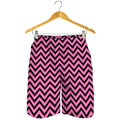 Black And Pink Chevron Pattern Print Men's Shorts