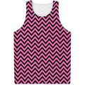 Black And Pink Chevron Pattern Print Men's Tank Top