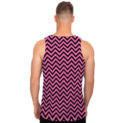 Black And Pink Chevron Pattern Print Men's Tank Top