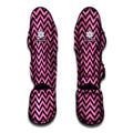 Black And Pink Chevron Pattern Print Muay Thai Shin Guards