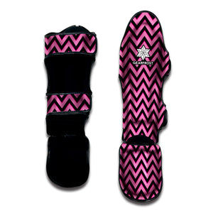 Black And Pink Chevron Pattern Print Muay Thai Shin Guard