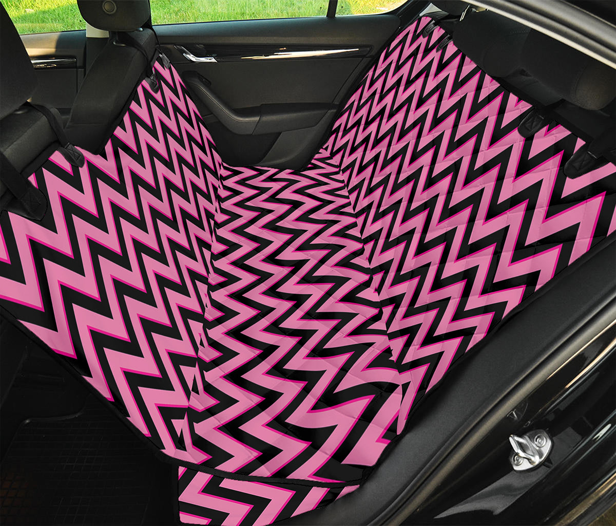 Black And Pink Chevron Pattern Print Pet Car Back Seat Cover