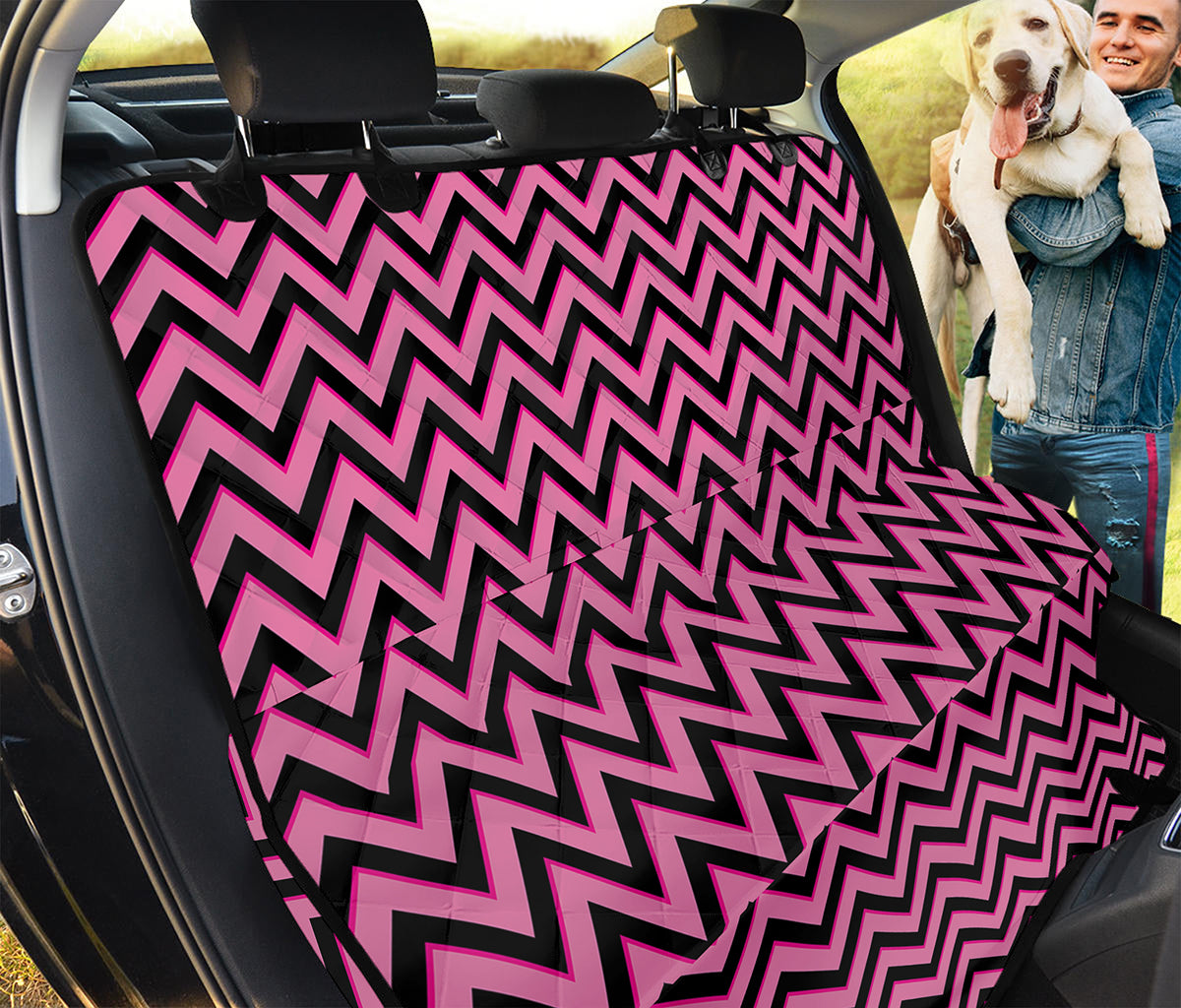 Black And Pink Chevron Pattern Print Pet Car Back Seat Cover