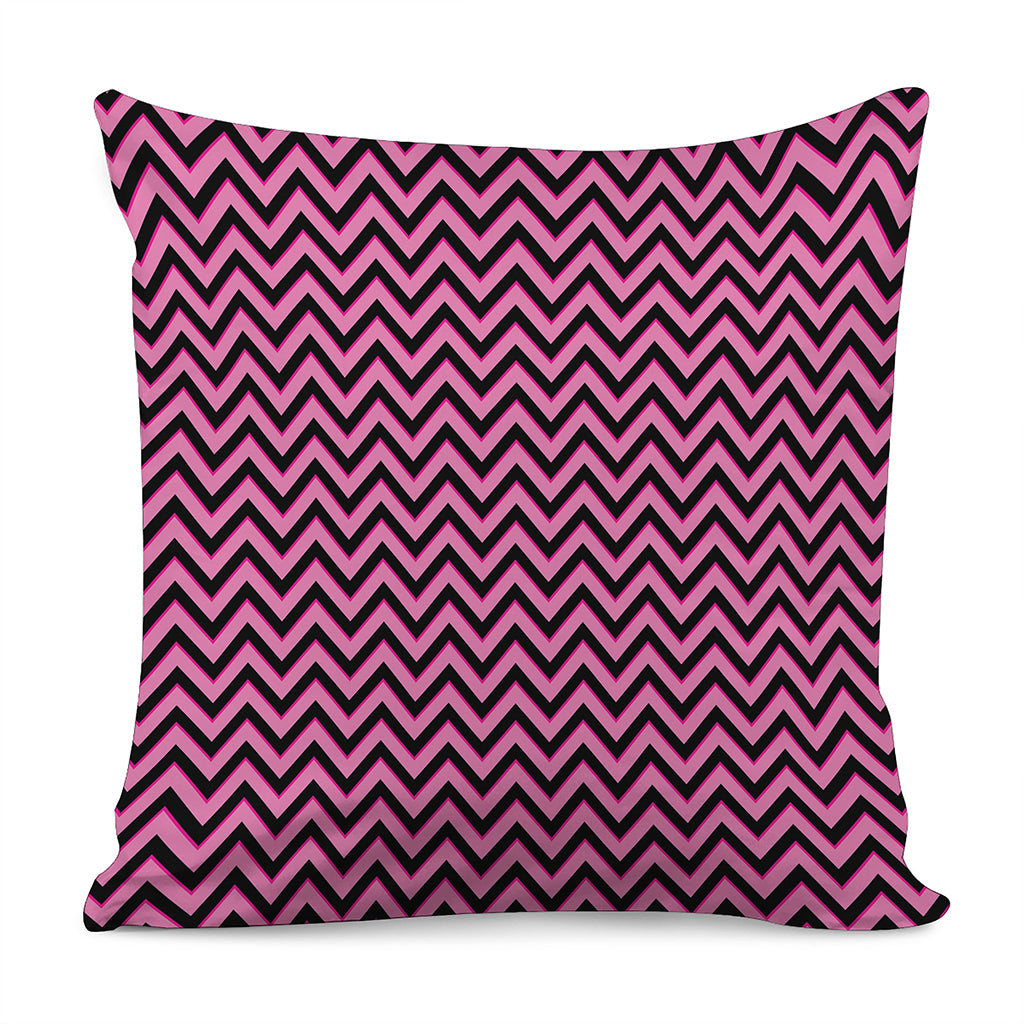 Black And Pink Chevron Pattern Print Pillow Cover