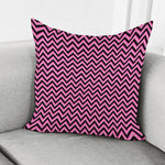 Black And Pink Chevron Pattern Print Pillow Cover