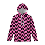 Black And Pink Chevron Pattern Print Pullover Hoodie