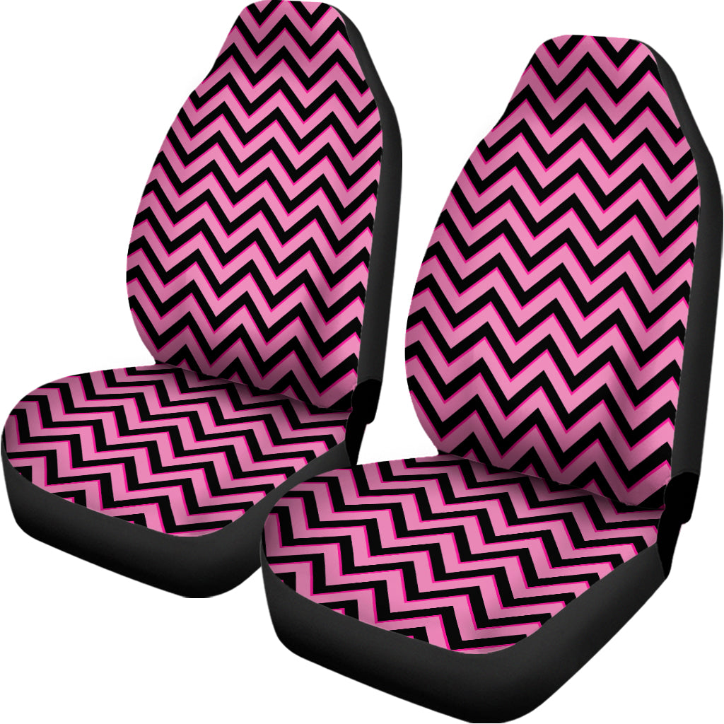 Black And Pink Chevron Pattern Print Universal Fit Car Seat Covers