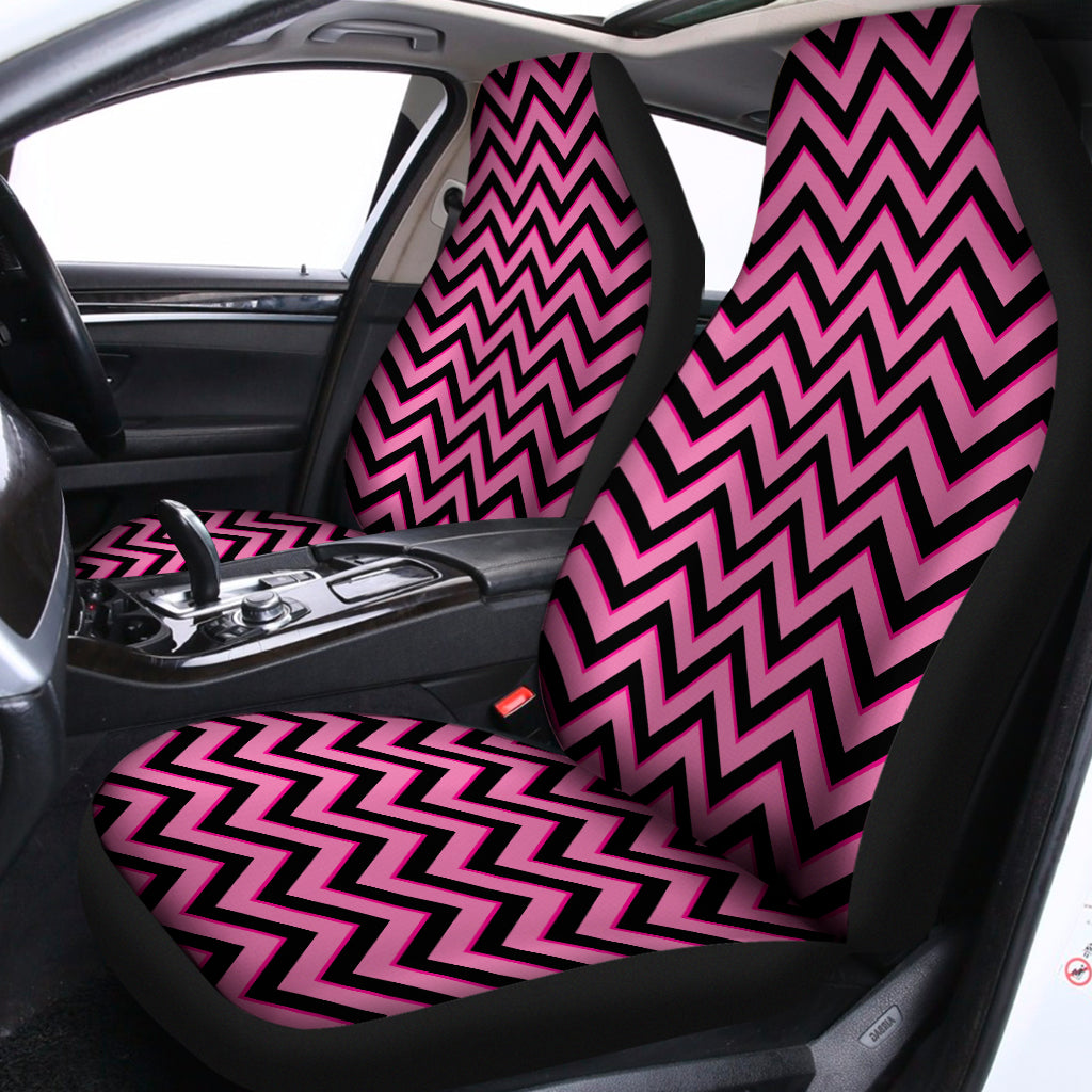 Black And Pink Chevron Pattern Print Universal Fit Car Seat Covers