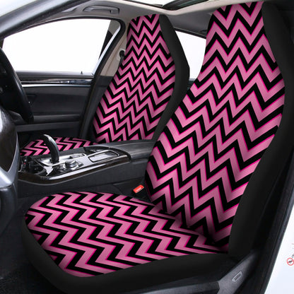 Black And Pink Chevron Pattern Print Universal Fit Car Seat Covers