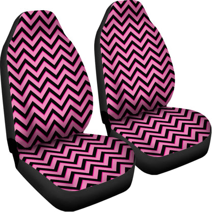 Black And Pink Chevron Pattern Print Universal Fit Car Seat Covers