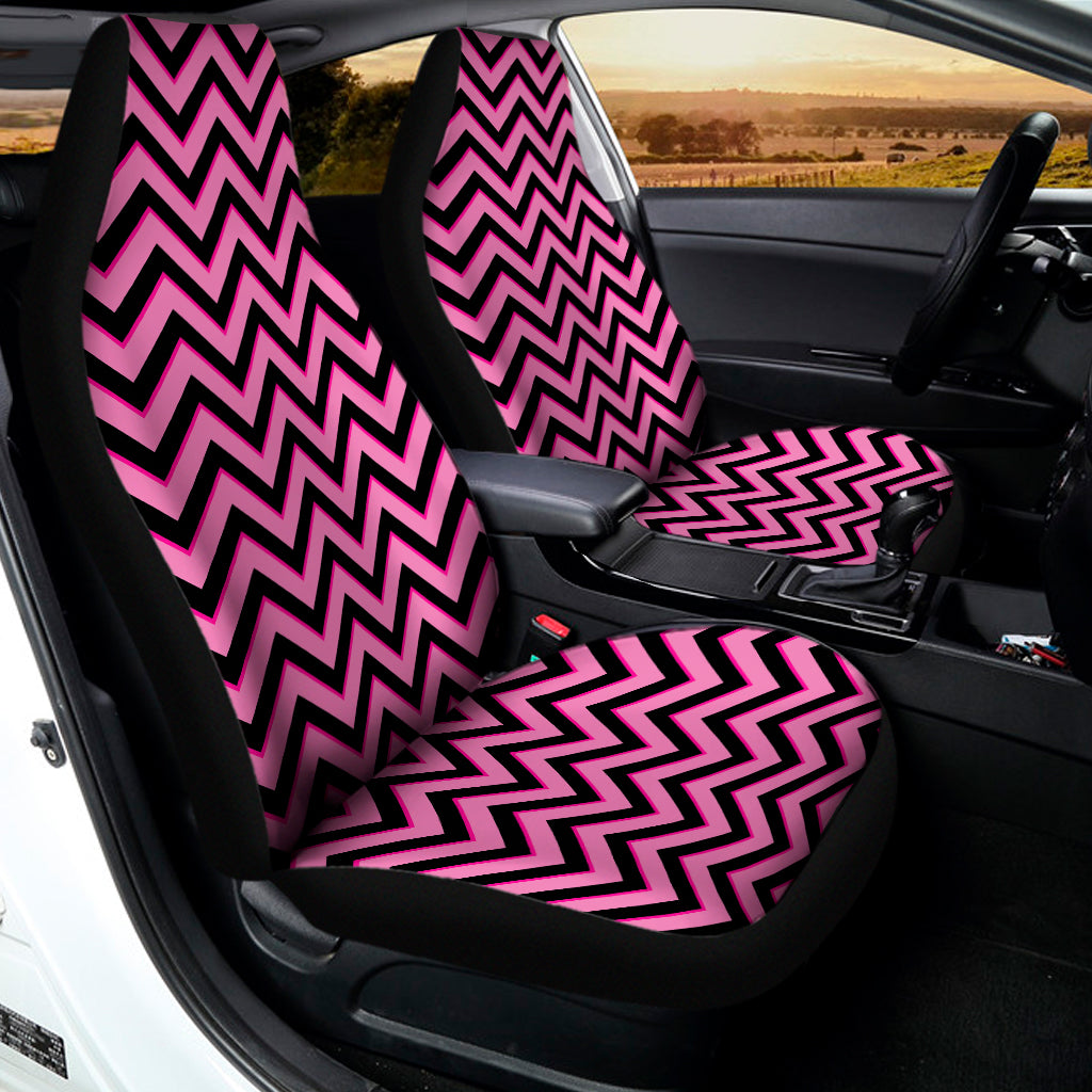 Black And Pink Chevron Pattern Print Universal Fit Car Seat Covers