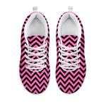 Black And Pink Chevron Pattern Print White Sneakers