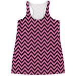 Black And Pink Chevron Pattern Print Women's Racerback Tank Top