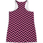 Black And Pink Chevron Pattern Print Women's Racerback Tank Top