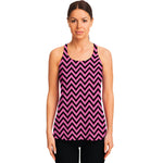Black And Pink Chevron Pattern Print Women's Racerback Tank Top