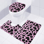 Black And Pink Cow Print 3 Piece Bath Mat Set