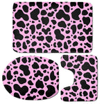 Black And Pink Cow Print 3 Piece Bath Mat Set