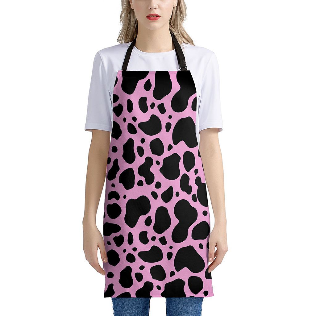 Black And Pink Cow Print Apron