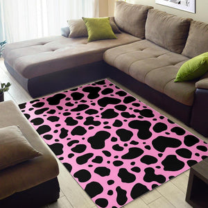 Black And Pink Cow Print Area Rug GearFrost