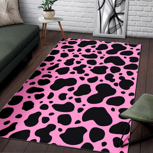 Black And Pink Cow Print Area Rug GearFrost