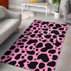 Black And Pink Cow Print Area Rug GearFrost