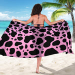 Black And Pink Cow Print Beach Sarong Wrap